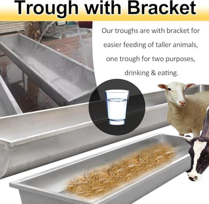 Large Capacity Animal Feed Trough Weatherproof, Stainless Steel Dogs Goats Cows Horse Watering Trough, Portable Poultry Pasture Feeders Outdoor Farms(L 120cm(47 1/5") x W 60cm(23 3/5")) - size: L 120cm(47 1/5") x W 60cm(23 3/5")