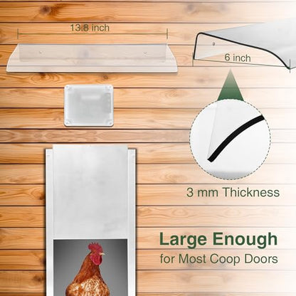 Saillong Weatherproof Cover for Chicken Coop Doors, Prevents Rain and Snow from Impeding Movement of Your Automatic Chicken Coop Door, Chicken Door Opener Cover Accessory (Polycarbonate)