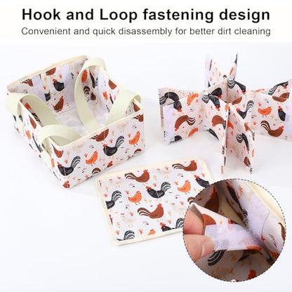 Removable Egg Collecting Basket, Egg Basket for Gathering Fresh Eggs with 9 Pouches, Foldable Canvas Egg Holder, Collector Egg for Chicken, Duck, Goose, Collection (Cartoon Chicken) - style: Cartoon Chicken