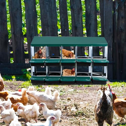 Chicken Nesting Boxes for Chickens,10 Hole Metal Roll Away Nest Box for Chicken Coop,Chickens Laying Egg, Lid Cover to Protect Eggs,Easy Egg Collection,Hen Roosting Boxes