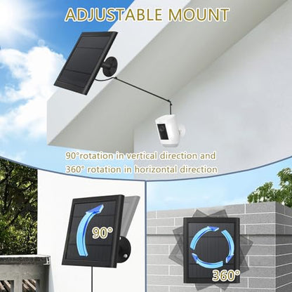 2 Pack - Solar Panel for Ring Security Camera Spotlight Cam Plus/Pro(Battery) Stick Up Cam/Pro Wireless Outdoor with 10FT/3M Long Cable Dustproof Waterproof BK - color: Black Dark