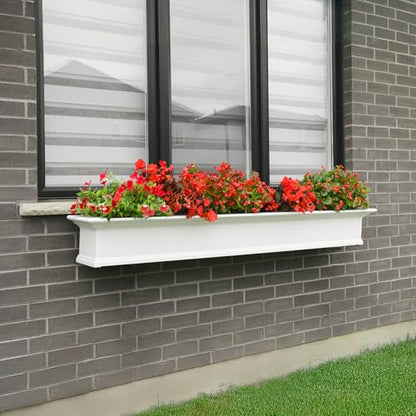 Mayne Yorkshire 7ft Window Box - White - 84in L x 12in W x 10in H - with 1.6 Gallon Built-in Water Reservoir (8827-W) - size: 7-Foot