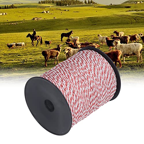 500M Electric Fence Poly Wire, High Conductivity Stainless Steel Strands, Electric Fence Accessories for Farm Ranch Horses Cattle Sheep Dogs