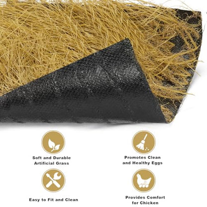 36 Pack Nesting Pads 12" × 12", Chicken Nesting Pads for Coop, Washable Artificial Straw Nesting Box for Laying Eggs for Hen Small Pets(Yellow)