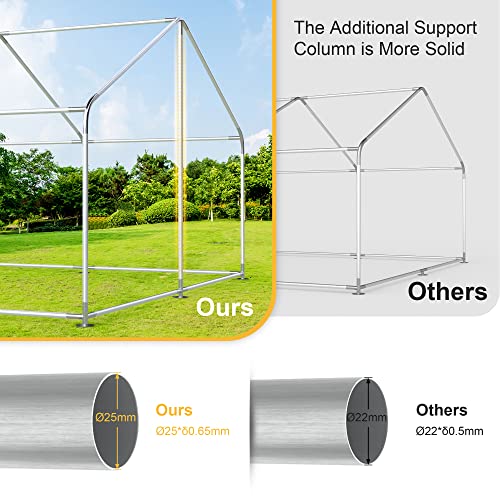 Morngardo Chicken Coop, 10×10 FT Large Metal Run for 20 Chickens, Walk in Yard Poultry Cage Hen House with Waterproof Cover (96.8 Square Feet) - size: 118.1"L x 118.1"W x 77.6"H