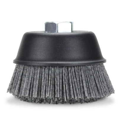 BHA 4" Abrasive Filament Nylon Bristle Cup Brush, 5/8-11 Thread Arbor - Gray (80 Grit)