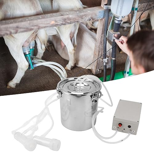 Goat Milking Machine Electric Suction Pulsation Vacuum Portable Milker Pump Stainless Steel with Food Grade Silicone Hose for Farm and Home Use (9L) - size: 9L