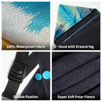 Waterproof Stadium Blanket, Fleece Camping Blanket Wearable Soft Warm Camp Blanket for Outdoor Camping, Picnic, Stadium, Sports, Beach, Car - color: Sunset