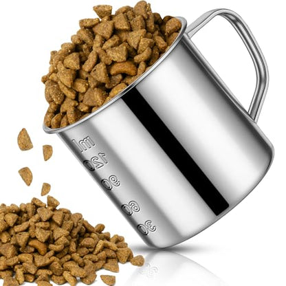 Dog Food Scoop 1/2 Cup,304 Stainless Steel Measuring Cups with Handle Pet Food Scoop Cup Measuring Scoop for Dogs, Cats, Birds & Rabbits – Ideal for Dry Food & Treats (1/2 Cup) - size: 0.5 cup