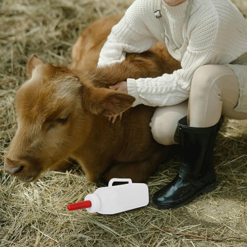 SUPVOX 2 Quart Calf Milk Feeding Bottle - Nursing Nurser with Handle & Rubber Nipple - 2l Long-spout Livestock Supply for Calves, Lambs & Goats - Farm Animal Feeder