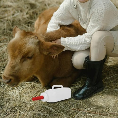 SUPVOX 2 Quart Calf Milk Feeding Bottle - Nursing Nurser with Handle & Rubber Nipple - 2l Long-spout Livestock Supply for Calves, Lambs & Goats - Farm Animal Feeder