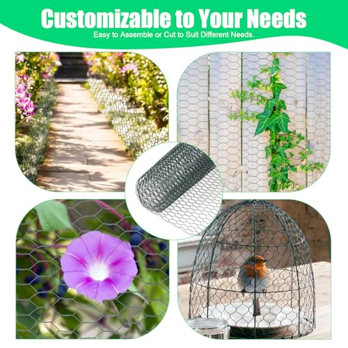 Chicken Wire, Chicken Wire Fencing for Floral Arrangements,15.7 x 157 Inches Chicken Wire mesh,0.6 Inch Green Mesh Hexagonal Galvanized Metal Poultry Wire Netting for Crafts,Poultry,Garden - size: 15.7"x157"