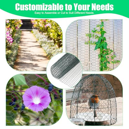 Chicken Wire, Chicken Wire Fencing for Floral Arrangements,15.7 x 157 Inches Chicken Wire mesh,0.6 Inch Green Mesh Hexagonal Galvanized Metal Poultry Wire Netting for Crafts,Poultry,Garden - size: 15.7"x157"
