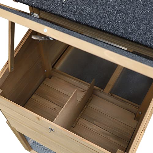 PawHut 69" Wooden Chicken Coop, Poultry Cage Hen House with Connecting Ramp, Removable Tray, Ventilated Window and Nesting Box, Natural