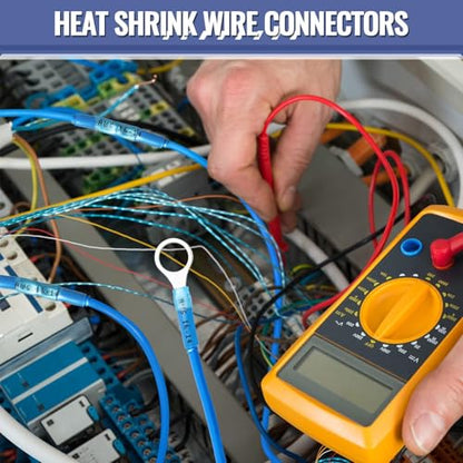 1080PCS Heat Shrink Wire Connectors, Sopoby Marine Grade Electrical Connectors Kit of Tinned Red Copper, Waterproof Crimp Insulated Ring Fork Spade Butt Splice AWG 22-10 - size: 1080 PCS Kit