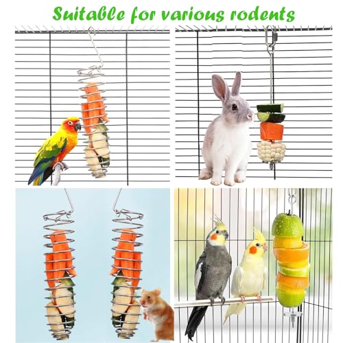 2PCS Rat Enrichment Foraging Toys, Stainless Steel Vegetable Skewer Foraging Hanging Feed Tool for Hamster Rodents Bird Parrots, Fancy Mice Cage Accessories Puzzle Toy Slow Feeder