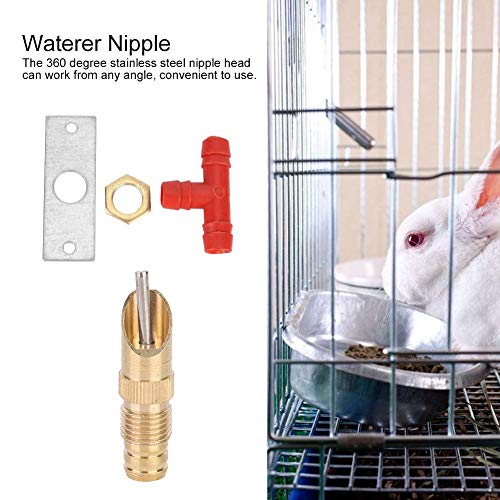 AUNMAS 10Pcs Rabbit Drinker Nipple Waterer Set Automatic 360 Degree Stainless Steel Nipples Cage Accessories Drinking Water Tool for Rabbits, Chickens, Ducks, Birds, Quails