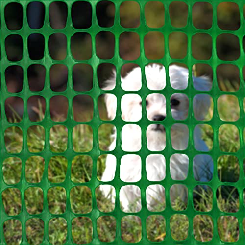 Ashman Plastic Mesh Fence, Construction Barrier Netting, Green, 4'x100' Feet, 1 Roll, Garden Fencing, Fences Wrap, Above Ground, for Snow, Poultry, Chicken, Deer, Patio, Garden Netting, Green 100FT - color: Green, size: 100 FT