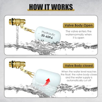 Adjustable Arm Water Level Control Shut Off Valve for Water Tanks,Fully Automatic Brass Construction Drinking Bowl for Cattle and Sheep Float Valve, Suitable for Pigs, Dogs, Horses, Donkeys, Mule (1)