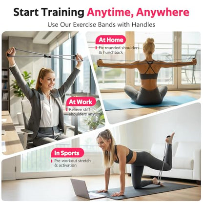 Figure 8 Resistance Bands with Handles, 3 Levels Latex Exercise Stretch Bands - color: Light Gray, Dark Gray, Black