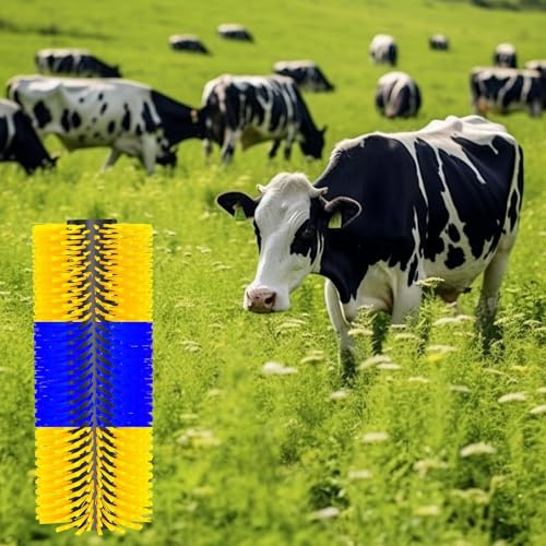 4 Sets Scratch Brushes For Livestock - 20 X 8 Inch Anti-Itch Tool,Multifunctional Cow Scratching Grooming Brush,Screws And Nuts For Sheep, Cattle, Horses, Pigs,Effectively Protecting The Fence - color: blue yellow