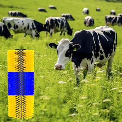 4 Sets Scratch Brushes For Livestock - 20 X 8 Inch Anti-Itch Tool,Multifunctional Cow Scratching Grooming Brush,Screws And Nuts For Sheep, Cattle, Horses, Pigs,Effectively Protecting The Fence - color: blue yellow