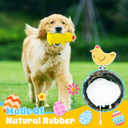 Squeaky Pig Dog Toys, Rubber Pig Dog Toys for Small, Medium & Large Dogs, Durable Interactive Latex Squeaky Chew Toys - color: Yellow
