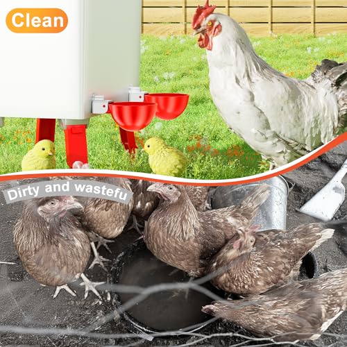 ZenxyHoC Chicken Waterer Cups, 10 Pack Automatic DIY Chicken Water Bowl with 3/8'' Hole Saw for Bucket, Trough - Poultry Drinking Valve, Easy Install - size: 10 Pack