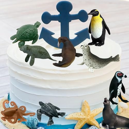 10Pcs Sea Animal Action Figures Toy for Kids, Great for Kids Stocking Stuffer, Bath Toys, Beach Toys, Cake Topper and Party Favors, Gifts, Prizes, Rewards - color: Sealifes