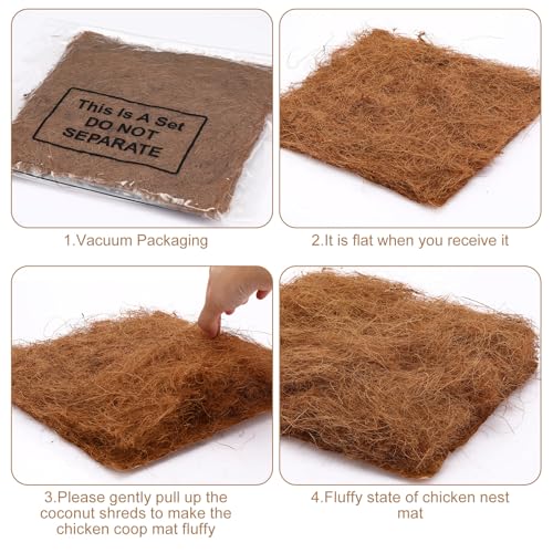 Yerliker 3 Pack Chicken Nest Box Pads Laying Hen Nesting Box Liners Nesting Pads Natural Coconut Fiber for Chicken Coop Bedding Fit Most Nest Boxes