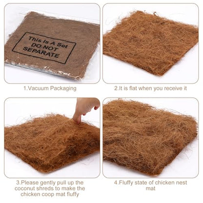 Yerliker 24 Pack Chicken Nest Box Pads Laying Hen Nesting Box Liners Nesting Pads Natural Coconut Fiber for Chicken Coop Bedding Fit Most Nest Boxes