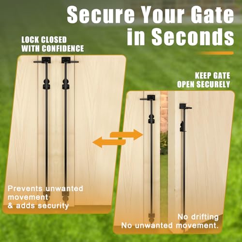 36" Gate Drop Rod for Double Gate,Heavy Duty Cane Bolt Drop Rod Hardware Ground Latch for Wooden Fences,Rust-Resistant Galvanized Steel Chain Link Fence Gate Latch - size: 36" (2 PACK)
