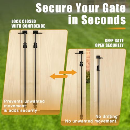 36" Gate Drop Rod for Double Gate,Heavy Duty Cane Bolt Drop Rod Hardware Ground Latch for Wooden Fences,Rust-Resistant Galvanized Steel Chain Link Fence Gate Latch - size: 36" (2 PACK)