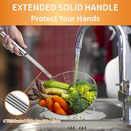 Yimi 16.5 Inch Spider Strainer | Stainless Steel Kitchen Cooking Skimmer with Double Hook Long Handle | Spiral Wire Spoon Ladle with Reinforced Double Coil for Cooking and Frying, Ideal for Gift - size: X Large Spider Strainer for Frying
