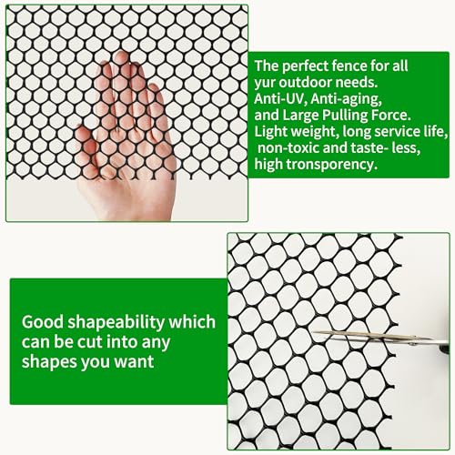 Black Plastic Chicken Wire mesh 15.7IN x 33FT,Plastic Chicken Wire Fencing,Poultry Netting,Plastic mesh for Garden,Balcony Fence,Chicken Wire Frame for Crafts, Floral Mesh.with 100 Ties - color: 33ft Black