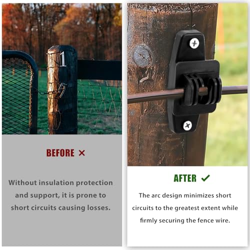 CNQLIS 100 Pcs Electric Fence Insulators for Wooden Post, Black Fence Wood Post Claw Insulators Accessories for Hi-tensile, Heavy Duty Fencing Wire Polywire