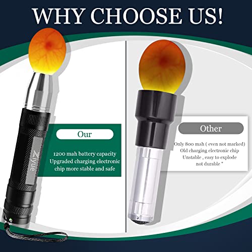 Egg Candlers for Chicken Eggs, 2026 New Egg Candling Light Tester Lamp Egg Checker Incubator for All Chickens Ducks Quail Dark Eggs 【Upgraded USB Charger】 - color: Black