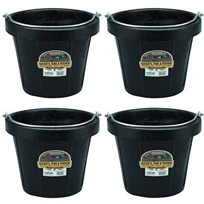 Little Giant 12-Quart Flexible All-Purpose Rubber Bucket Pail with Steel Handle (4 Pack)