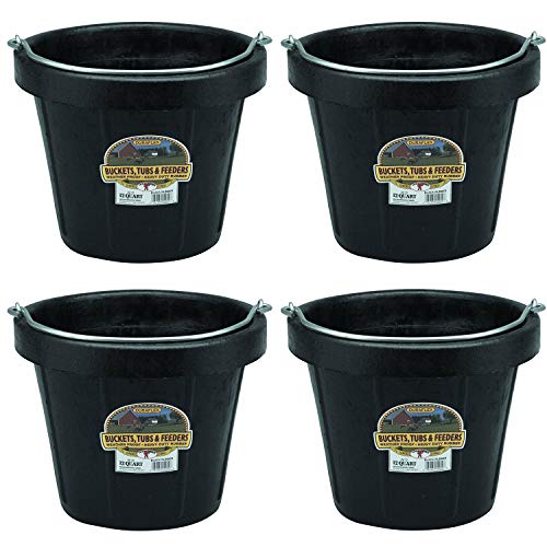 Little Giant 12-Quart Flexible All-Purpose Rubber Bucket Pail with Steel Handle (4 Pack)