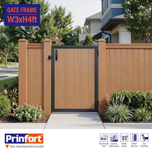 3x4FT (34.8"W X 47.2"H) 201 Stainless Steel Anti Sag Wooden Fence Gate Kit Heavy Duty Garden Gate Frame Hardware Kit Reinforcement (Left/Right Free-Installation) - size: W3xH4 FT
