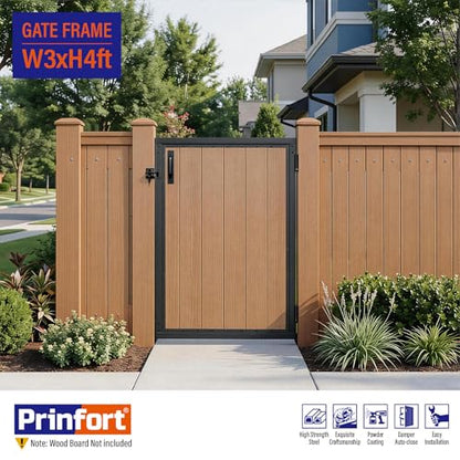 3x4FT (34.8"W X 47.2"H) 201 Stainless Steel Anti Sag Wooden Fence Gate Kit Heavy Duty Garden Gate Frame Hardware Kit Reinforcement (Left/Right Free-Installation) - size: W3xH4 FT