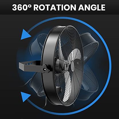 Simple Deluxe 18 Inch High Velocity Wall Mount Fan with Rack, 3 Speed Industrial/Commercial Metal Ventilation Fan, Black - size: 18 Inch, style: 1 Pack
