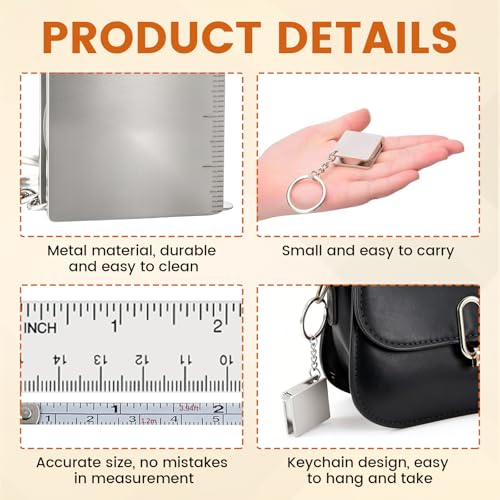 2 Pack Mini Tape Measure Keychain, 1.2m/4ft Small Retractable Metal Measuring Tape for Sewing, DIY & Party Favors