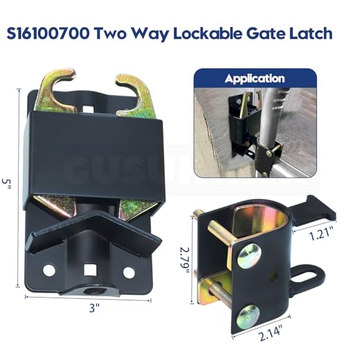 2 Pack S16100700 Two Way Lockable Gate Latch(Small Size Version: 3"L x 5"H) with Black 4-Digit Combination Lock for Metal Gates with 1-1/4" to 1-1/2" Diameter Tubes - color: 2x S16100700(Small Size Version 3"x 5")