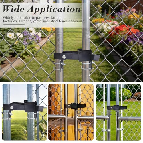 Heavy Duty Double Gate Latch for 1-3/8" Frame, Farm Gate Latch & Chain Link Fence Latch with Padlock Hole, Galvanized Steel Latches for Metal Gates on Ranch, Yard & Farm.
