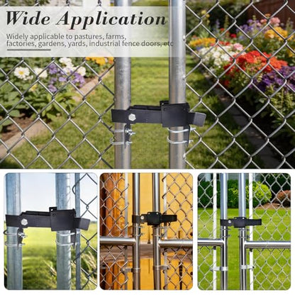 Heavy Duty Double Gate Latch for 1-3/8" Frame, Farm Gate Latch & Chain Link Fence Latch with Padlock Hole, Galvanized Steel Latches for Metal Gates on Ranch, Yard & Farm.