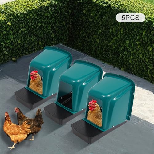 Chicken Nesting Boxes, 5 Pack Chickens Laying Boxes & Perch, Rollout Egg Collection with Cover for Chicken Coop, Nest Box for Hens Duck Poultry (18.35 * 15.35 * 16.34in)