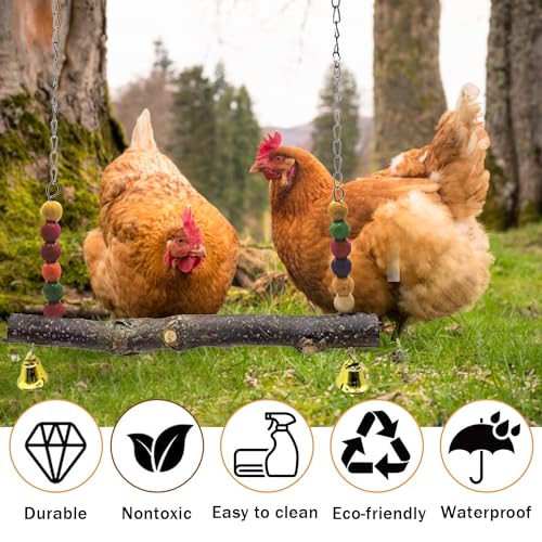 Chicken Bird Swing,Chicken Perch,Natural Wooden Swing Toys,Wood Stand for Chick,Safe and Relief of Stress,Chicken Coop Accessories,Coop Swing for Chicken Bird,Parrot,Hens (A) - color: B-2PCS