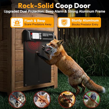 INNOLAND Large Size Automatic Chicken Coop Door Solar Powered - Timer/Manual Mode, Solar Chicken Coop Door Anti-Pinch, Aluminum Alloy Chicken Door | 20M Remote Control | Higher Battery Capacity