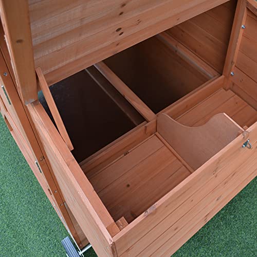 PawHut 96.5" Chicken Coop Wooden Hen House Poultry Cage Pen Portable with Wheels and Nesting Box, Chicken Cage for Backyard Outdoor, Natural - color: Brown